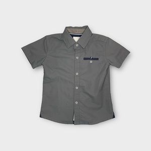 Craft + Flow Collared Button Up Short Sleeve Gray Shirt
